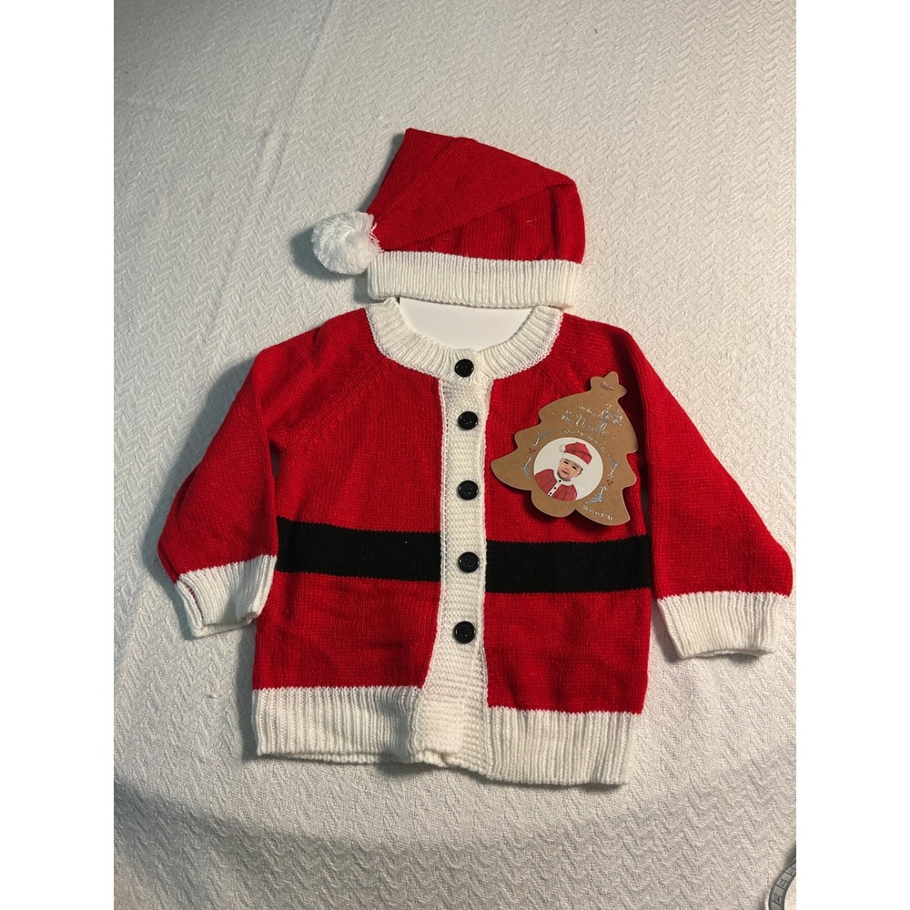 So Dorable Baby Santa Sweater & Hat Set 6-12M Christmas Holiday Outfit‎